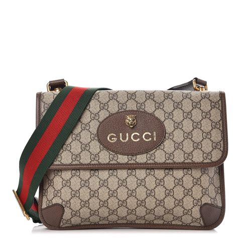 gucci gg supreme monogram web messenger bag brown yellow|gucci cross body messenger bag.